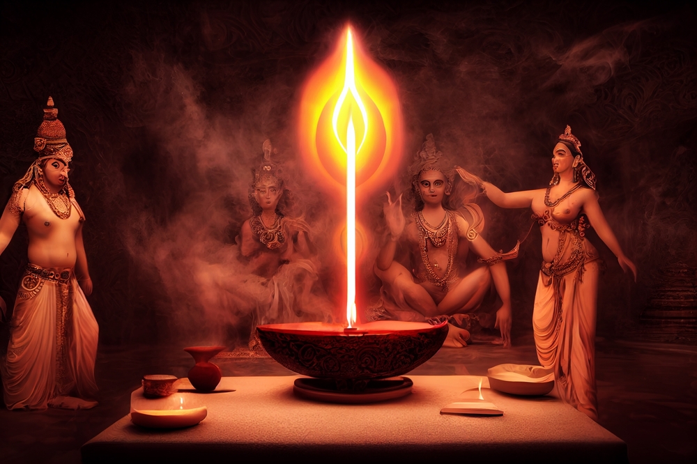 shiva et Shakti, dieu et déesse hindoues de l'hindouisme, lors du rituel tantrique